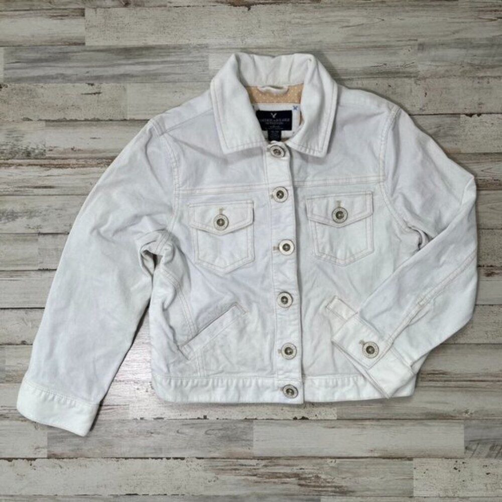 2000s Y2k American Eagle White Corduroy Button Jacket Womens Size M